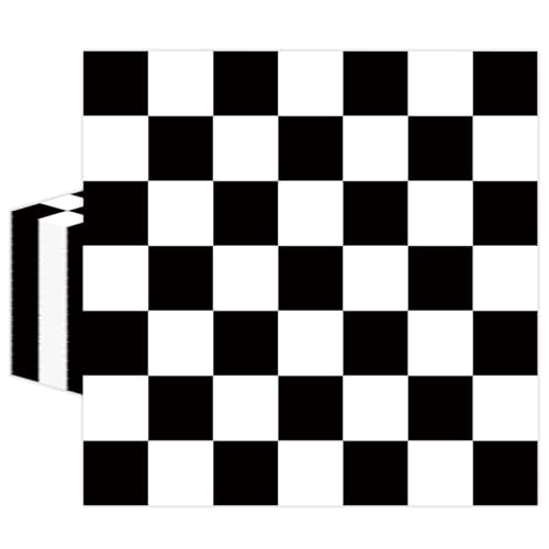 50 Pcs Race Car Paper Napkins 6.5 x 6.5 Inches, Black White Checkered Flag Theme Disposable Luncheon Dinner Party Napkins Cocktail Napkin for Race Car Birthday Party Decorations (Race Car)