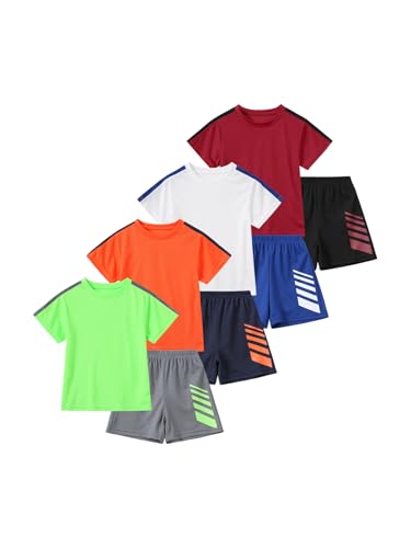 Image of Boys' Active Shorts Set 6 Pieces T-Shirt and Quick Drying Shorts Summer Activewear Sets 4-12Y