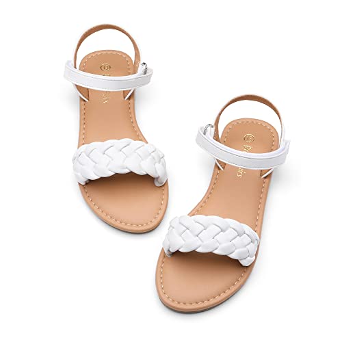 Image of DREAM PAIRS Girls Sandals Classic Open Toe Braided Flat Sandals Summer Dress Shoes