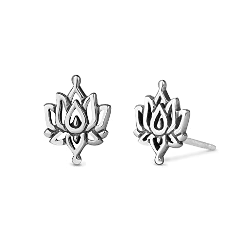 Boma Jewelry Sterling Silver Bohemian Lotus Blossom Flower Stud Earrings