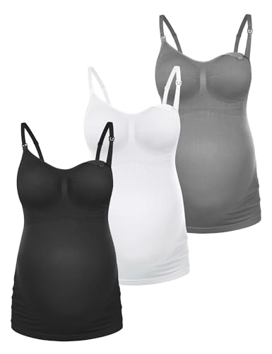 HOFISH Support Nursing Tank Tops for Breastfeeding, Comfort Stretch Non Padded Nursing Tops...