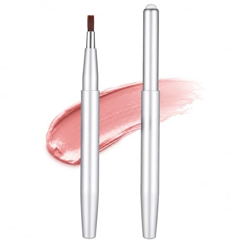 2 Pack Lipstick Brush Retractable Lip Brushes with Cap Lip Liner Brush Applicator for Women Girls Lipsticks Lipgloss Eyeshadow