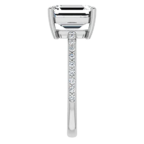 10K Solid White Gold Handmade Engagement Rings 3.0 Ct Emerald Cut Moissanite Diamond Solitaire Wedding/Bridal Rings Set For Women/Her Propose Rings (7) #TOP4