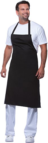 Karlowsky Pflegeleichte Basic Latzschürze für Bistro + Gastronomie + Bar + Kellner + Service BLS3, Farbe:Black;Größe:One Size