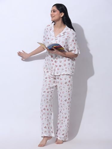 Image of B STORIES Women's Cotton Pyjama Set | Comfort and Relexed Nightsuit for Ladies