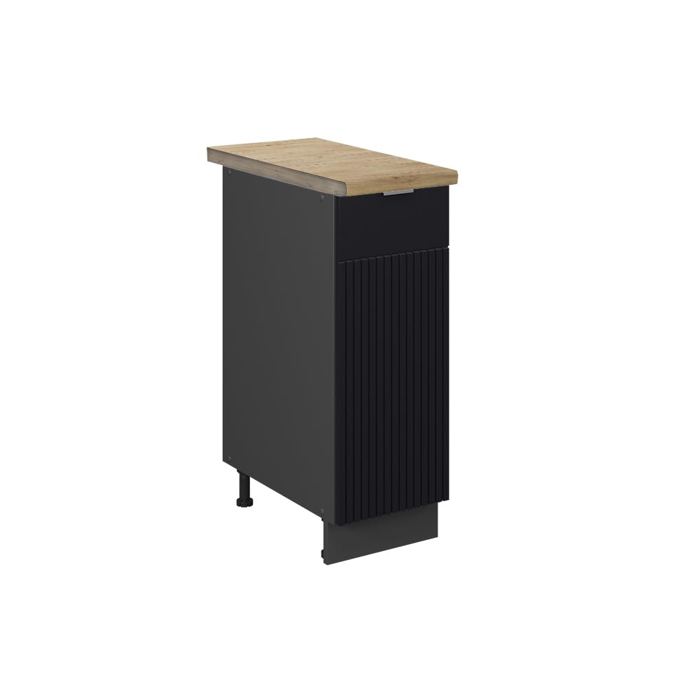 Vicco Colonna dispensa cucina Fame-Line, Nero rigato, 30 cm