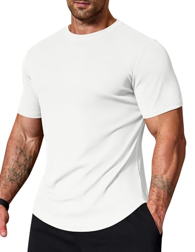 Image of COOFANDY Mens Muscle T Shirts Short Sleeve Slim Fit Tshirts Gym Workout Athletic Crewneck Shirt