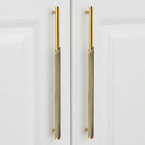 Image of Plantex Stainless Steel & Aluminium Cabinet Handle /288mm Wardrobe Door Handle /Cupboard Pull-Push Handles for Home /Office - Pack of 2 (Brass Antique & Gold)