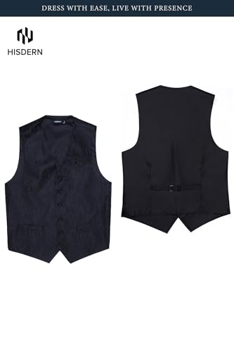 Image of HISDERN Mens Vest Tie Set 3PC Formal Waistcoat Paisley Floral Jacquard Necktie Pocket Square Suit Vests Wedding Party