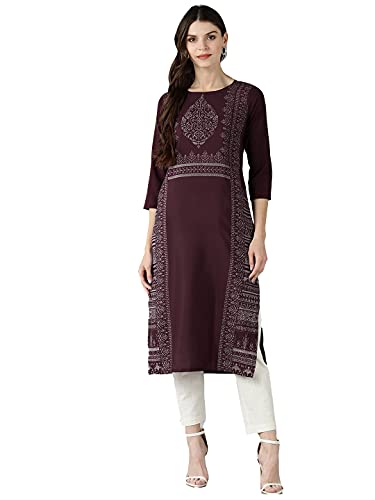 Image of Vaamsi Women's Crepe A-Line Kurta (VPK1702E S Maroon)