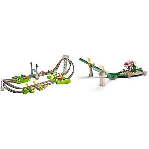 Hot Wheels Circuito Mario Kart, Pistas De Coches De Juguete (Mattel Gcp27) + Mario Kart Piraña, Pistas De Coches Con Vehículo para Niños + 3 Años (Mattel Gfy47)