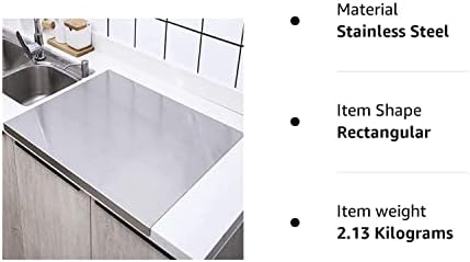 GladyStore Chopping Boards, Extra Large Stainless Steel Chopping Board, Baking Board, Heavy Chopping Board for Kitchen, Pastry Board for Meat, Vegetables, Bread, Cutting Mats, Size: 50 X 40 cm
