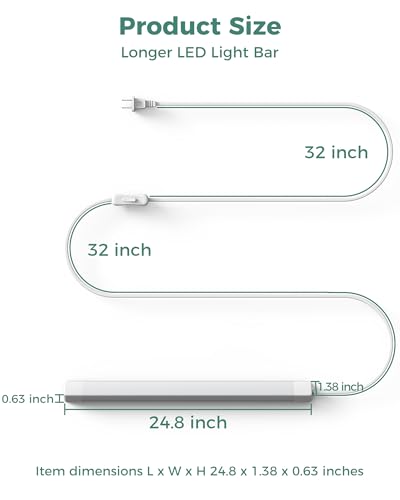 Image of ASOKO 25 inch Under Cabinet LED Lights Plug in Workbench Light 1000LM 6000K