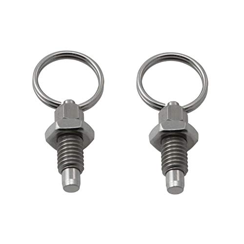 DTTRA 2PCS Non Lock-Out Knob Plunger Stubby Hand Retractable Spring Plunger with Pull Ring