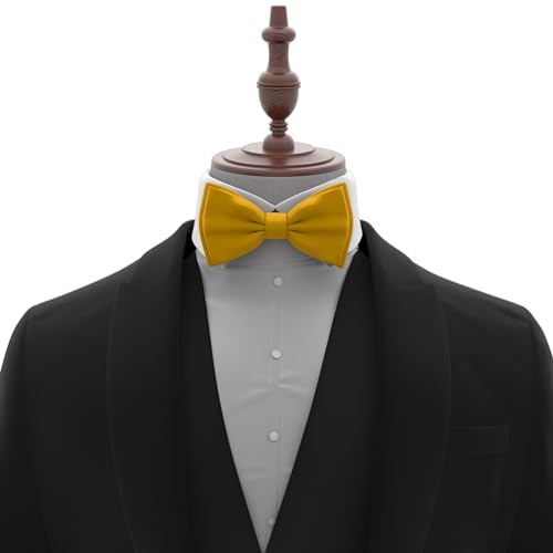 Adam Young Boy's Goldish Bow Tie Pre-Tied Style Formal Satin Classic Bowtie for Tuxedo Faux Silk (Medium, Gold)4