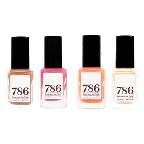 786 Cosmetics Breathable Nail Polish 4 Piece Set - Vegan Cruelty-Free Healthy Award-Winning Halal Fast-Drying (Golden Hour Set)