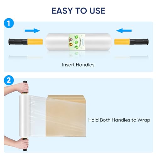 ticonn stretch wrap stretch film roll 1000ft industrial strength 15 inch wide clear plastic wrap with handles for pallet wrapping shipping moving