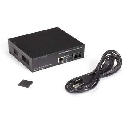 10/100/1000BT PoE Media Converter, Multimode Fiber, SC Connector, LPS500A-MM-SC-R3, 30W IEEE 802.3af/at