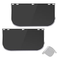 HWTONG 2 Stück Gesichtsschutz Ersatzlinse, 39 × 20 cm PVC + Aluminiumkante Getönt Ersatz Face Shield, Schutzschild für Schleifen-, Schweißen-, Schmieden- und Schneidarbeiten (Schwarz)
