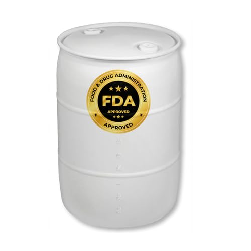 55 Gallon Water Storage Barrel BPA Free Emergency Water Supply - Eco Friendly - Made in USA (WHITE)
