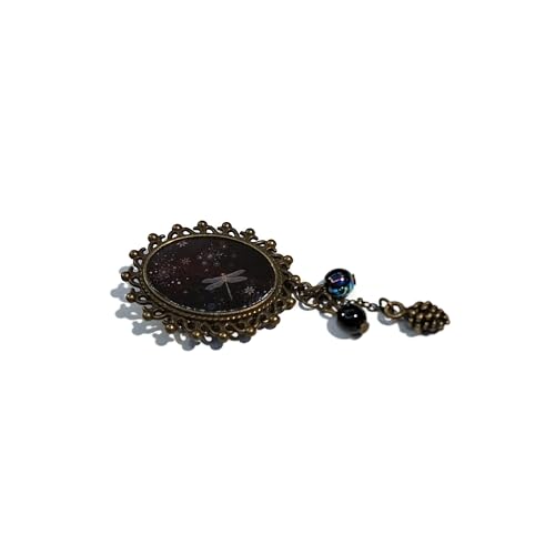 Broche libellule résine et laiton avec perles, le cadeau poétique idéal