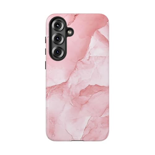 Coque Samsung Galaxy S25 Plus rigide texture marbre rose brillante protège-téléphone chic