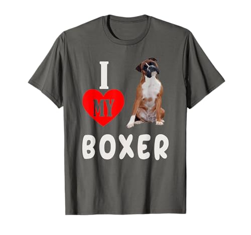 Amo a mi boxeador perro amante de las mascotas mamá papá ropa Camiseta