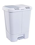 The Step N' Sort 40L (2 x 20L) Dual Trash and Recycling Bin with Spring Top Opening and Hands-Free Slow Close lid, White