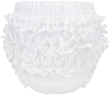 Durio Baby Bloomers for Toddler Girls Ruffle Diaper Covers for Girls Cute Cotton Baby Girl Shorts White 12-24 Months