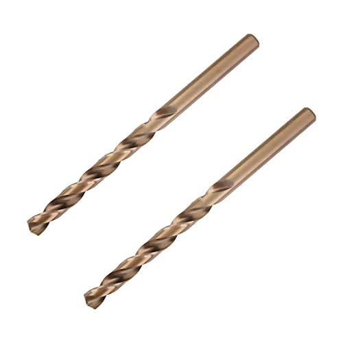 Utoolmart Twist Drill Bits 7mm Dia Split Point Tip High Speed Steel Cobalt Straight Shank Drilling Hole Tool for Steel Wood Plastic Metal Copper Aluminum Alloy Champagne Color 2pcs