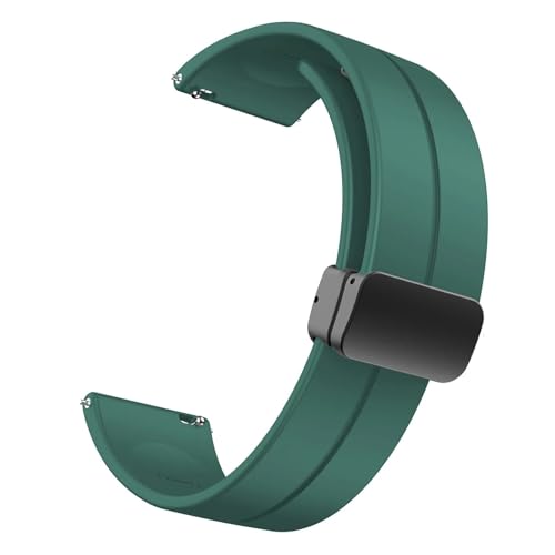 20mm 22mm �X�g���b�v Samsung Galaxy Watch 6/4/5 Pro/classic/gear S3/active 2 Sport �V���R�� �}�O�l�b�g�o�b�N�� Huawei GT 2e 3�o���h�Ή�(Green,20MM Univ
