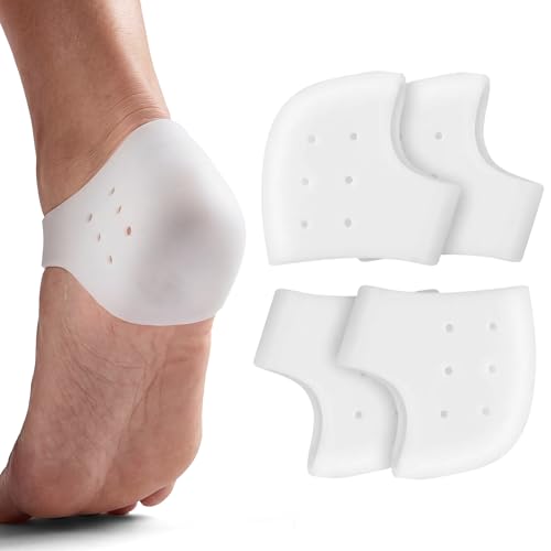Silicone Gel Heel Cups & Protectors (2 Pairs/4PCS) Soft Ankle & Heel Sleeves for Blisters Plantar Fasciitis Achilles Tendonitis Heel Spur Relief & Cracked Heels Comfort Fit for Men & Women