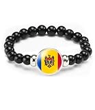 vmcoatdu Moldova Flag Bracelet Elastic Rope Beaded Bracelet Support Your Country Travel Souvenir Gifts for Men Women (Moldova)