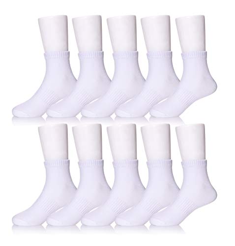FANZERO BACK TO SCHOOL SOCKS- 10 Pairs Toddler Kids Girls Boys Soft Comfort Warm Cotton Socks For 3-12 Years Old Low Cut 10 Pairs White,3-5 Year Old