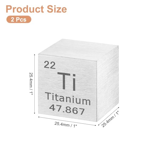 Image of uxcell 2 Pcs Titanium Cube, 1 Inch High Density Metal Element Cube Metal Density Cube for Chemical Elements Collection Science Education Experiment Application, Silver