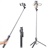 XIHAMA Selfie Stick with Light, All in 1 Extendable Tripod Stand with Wireless Remote, Portable Mobile Phone Holder Camera Tripod Compatible with iPhone 17, GoPro, Android (Black & Light, 70 inch)