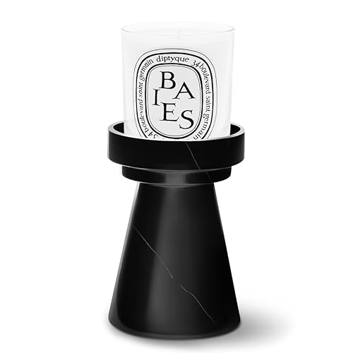 Black Marble Candle Holder, Mordern Marble Taper Holder,Candlestick Holder Decor Black,Luxury Marble Candle Holder for Scented Candle,Taper Candle,Pillar Candle,Tealight Candles,Multifunctional
