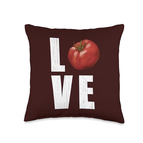 Visit the Tomato Lover Tees & Gifts Love Cute Vintage Tomato Fruit for Vegans Fruitarian Throw Pillow, 16x16, Multicolor