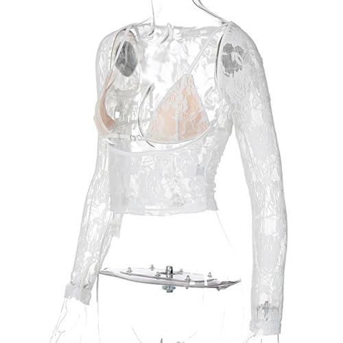 Women Y2K Lace Tops Teen Girl Shirt Lace Sexy Fashion Elegant Long-Sleeved Top Shirt Casual Loose Sexy Top Blouse4