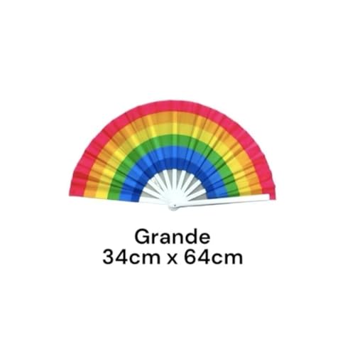 Leque Colorido Arco Íris Grande Resistente Acessório indispensável no Verão