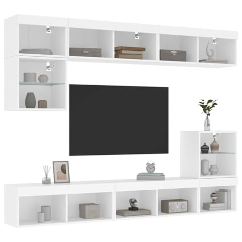 Gecheer TV Cabinet Set LED Wall-mounted TV Units Living Room