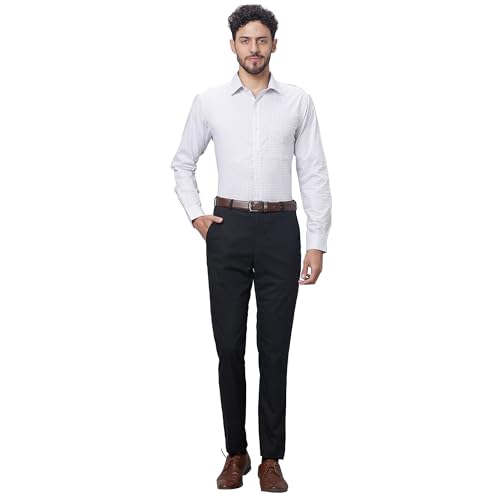 Image of Raymond Men Slim Fit Structure Pattern Pure Cotton Semi Cutaway Collar Full Sleeve Formal Shirt