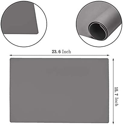 Dinner Silicone Placemat Nonstick Baking Mat Heat Resistant Nonskid Table Mat Insulation Hot Pad Extra Large Multipurpose Flexible Cuttable Table Mat 23.6" by 15.7" Grey 2 Pcs
