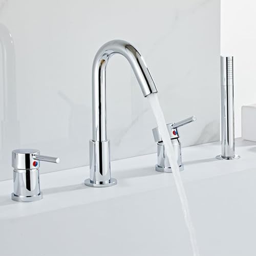 Mitigeur de salle de bains de qualité supérieure chromé à 4 trous MOCHAMIK