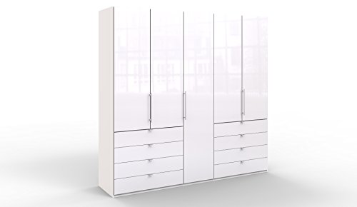 WIEMANN Loft Kleiderschrank, Schlafzimmerschrank, Gleittürenschrank, Drehtürenschrank, mit Schubladen, Glas, in weiß, B/H/T 250 x 236 x 58 cm WIEMANN Loft Kleiderschrank, Schlafzimmerschrank, Gleittürenschrank, Drehtürenschrank, mit Schubladen, Glas, in weiß, B/H/T 250 x 236 x 58 cm