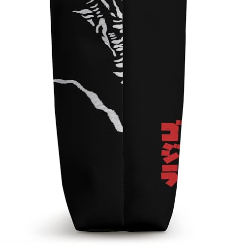 Bolso tipo tote con perfil gigante de Godzilla y título en kanji, monstruo de película miniatura 3