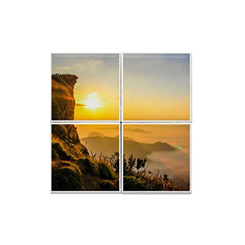 Carreaux céramique coucher de soleil - Lot de 4 de 20x20 cm pour tableau mural nature