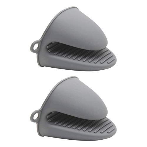 2Pcs Silicone Oven Mitts Heat Resistant Oven Mitts Potholders，Use for Pot Covers Grilling Plates Ovens Air Fryer TablewareGrayResistant to 240 Degrees Celsius