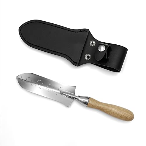 O'Shine 140 mm kleines Hori Hori Gartenmesser, Unkraut jäten, Gartenarbeit, Graben, Lockern, Pflanzen, Umpflanzen, Landschaftsbauwerkzeug, Klinge aus rostfreiem Stahl mit Scheide aus Kunstleder