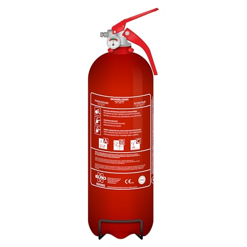 ELRO FEP2KG Extincteur à Poudre 2 kg – Classes ABC – pour Voiture, Maison, Caravane, Garage – Certifié en 3
